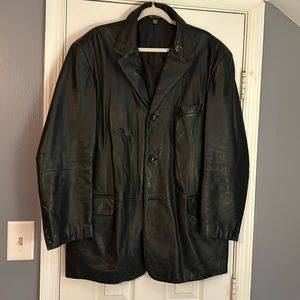 Men’s black leather sports coat